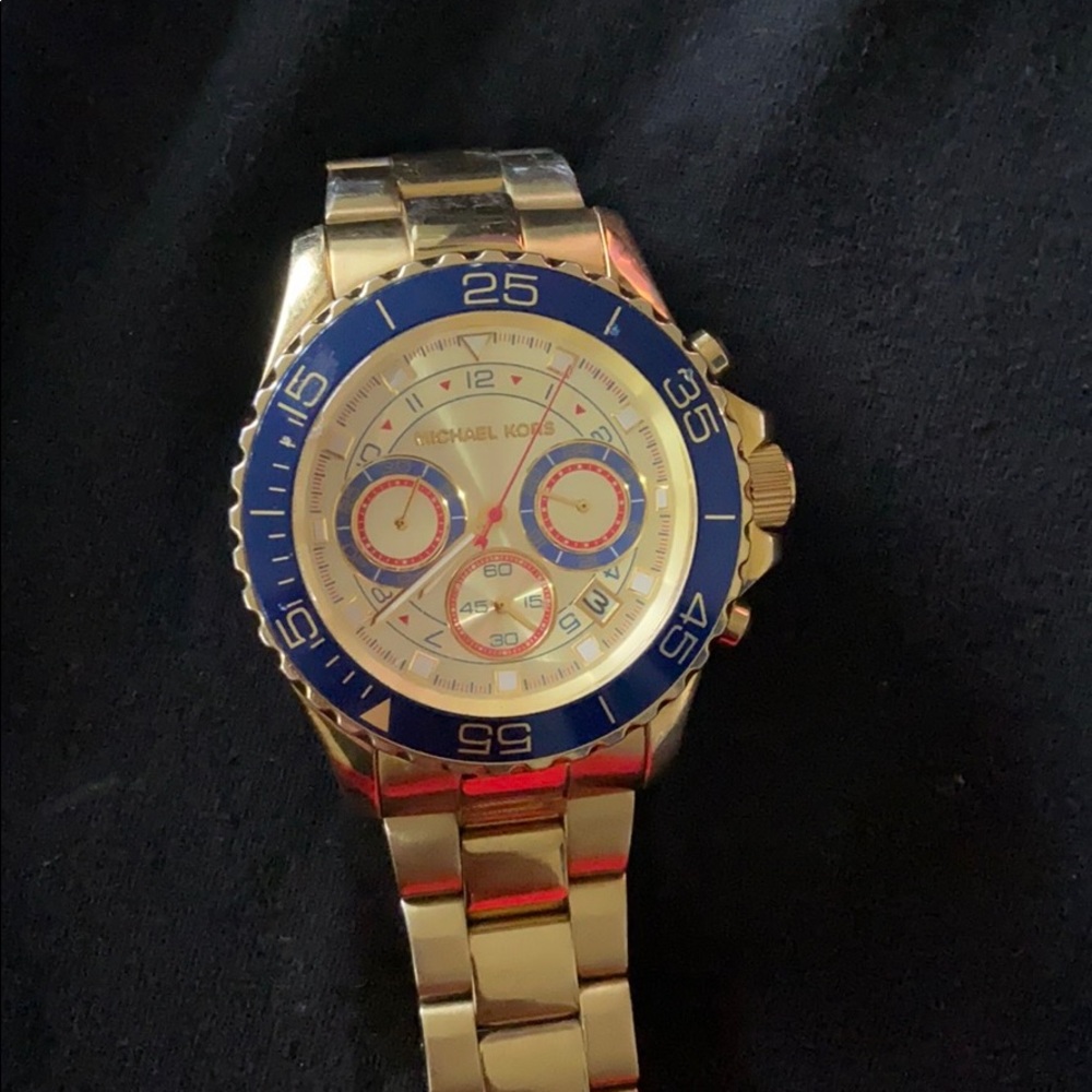 Michael kors gold and blue watch